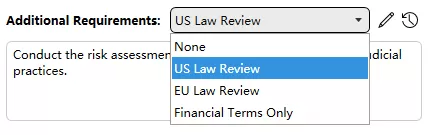 Additional requirements dropdown
