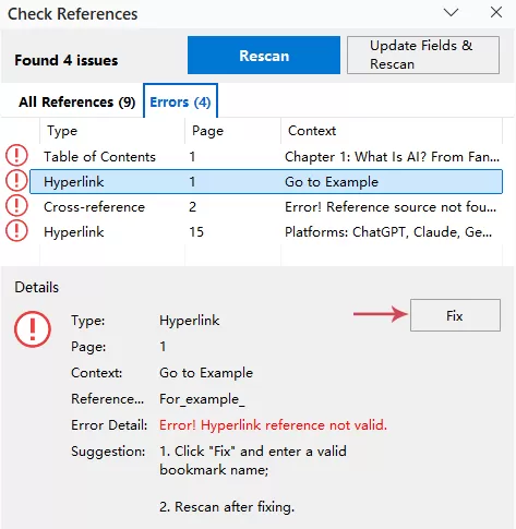 click fix button