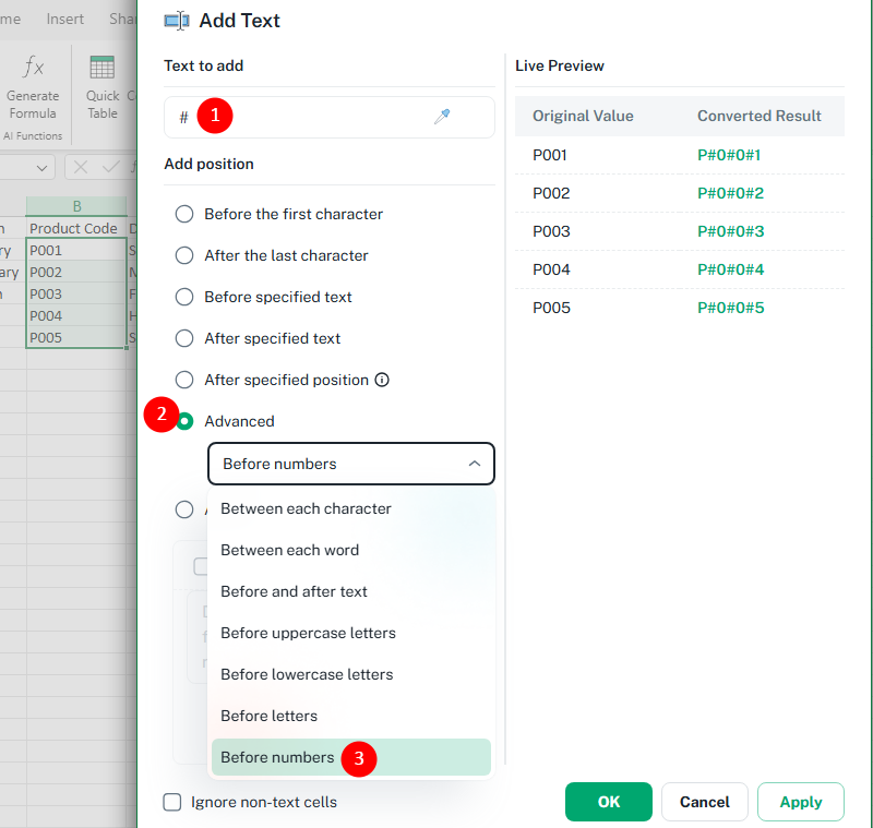 Use advanced text insertion options in Add Text