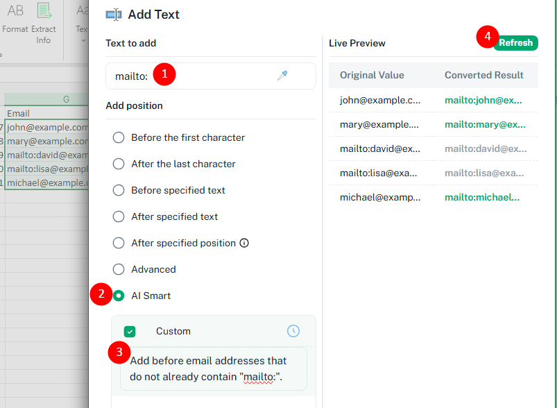 Use AI Smart to add text with a natural language request