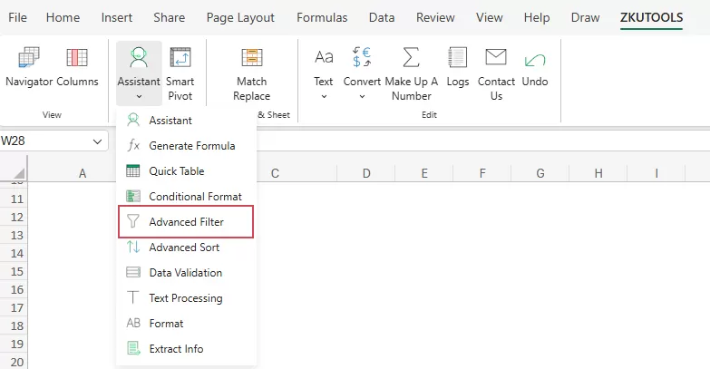 enable the advanced filter