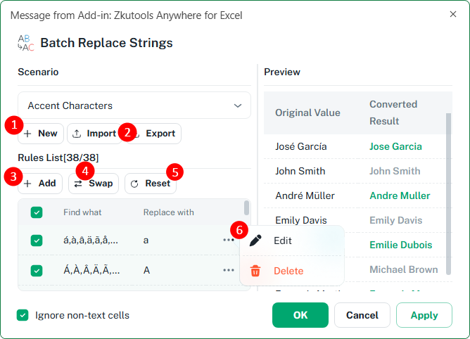 Batch Replace Strings dialog