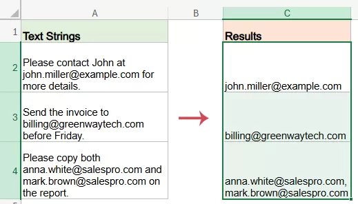 AI Analyzes the selected input cellsdisplays the extraction results in a preview list