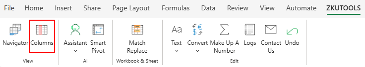 Open the Columns pane from the ZKUTOOLS tab