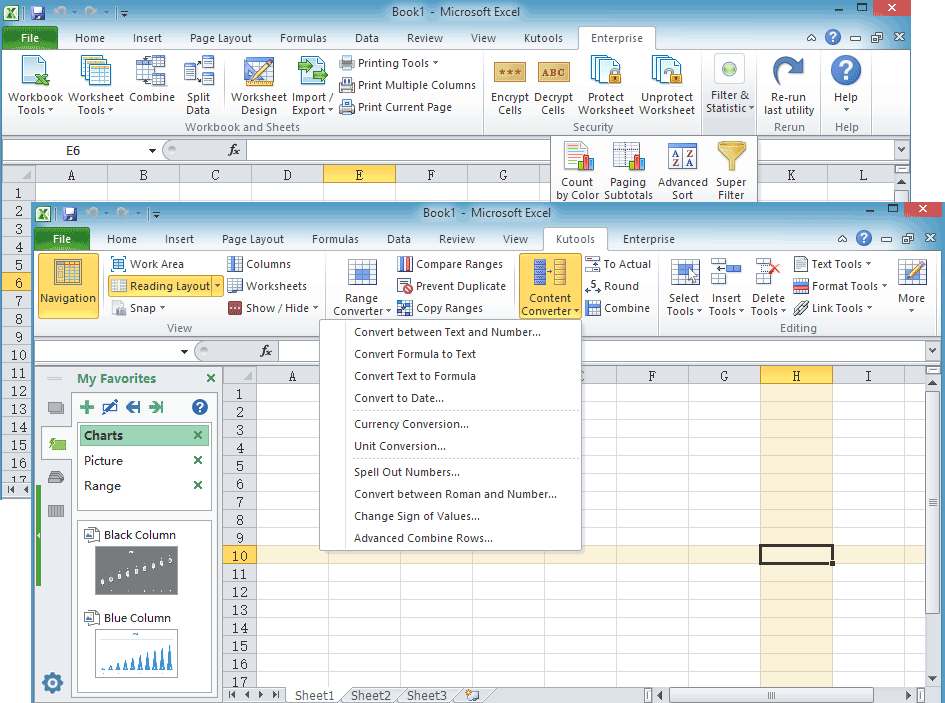 Llun sgrin o Kutools ar gyfer Excel