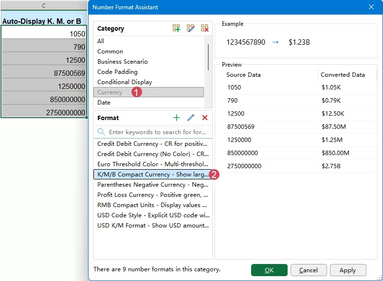set options in the Format Cells dialog box