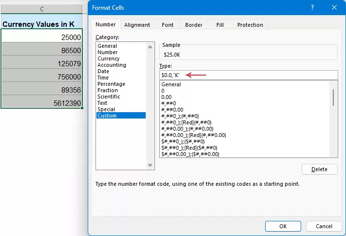 set options in the Format Cells dialog box