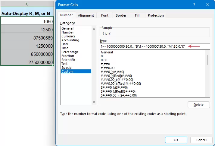 set options in the Format Cells dialog box
