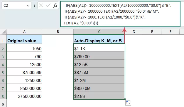 Automatically Add K, M, or B with a Formula