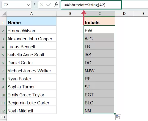 Extract Initials using VBA UDF