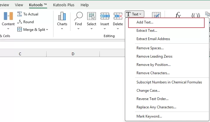 select add text feature