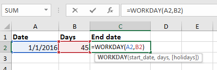 excel formula to add days to date