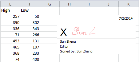 creating a signature in excel