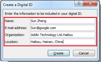 how do i create a digital signature in excel