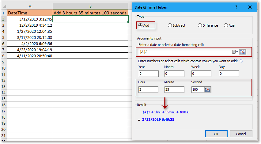 doc add hour minute second 8