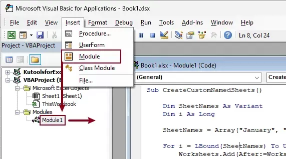 a screenshot showing how to use the VBA code