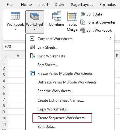 a screenshot of enabling the create sequence worksheets feature