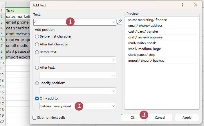 the Add Text dialog box