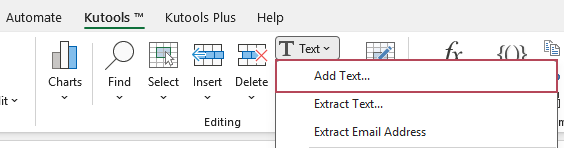 Kutools for Excel provides an Add Text feature 