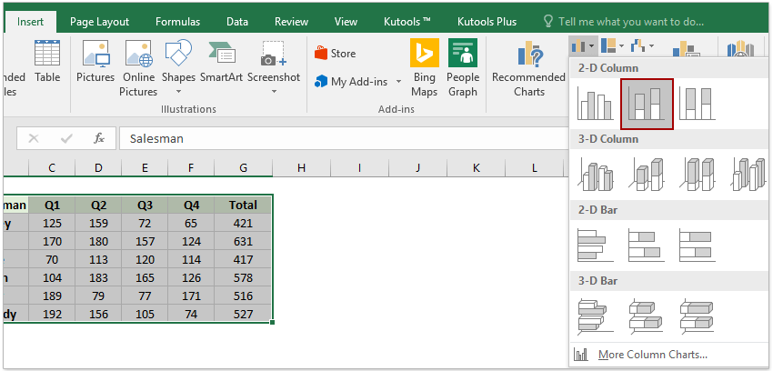 Excelで積み上げ縦棒グラフに合計ラベルを追加するにはどうすればよいですか