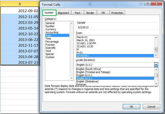 change excel from american to european