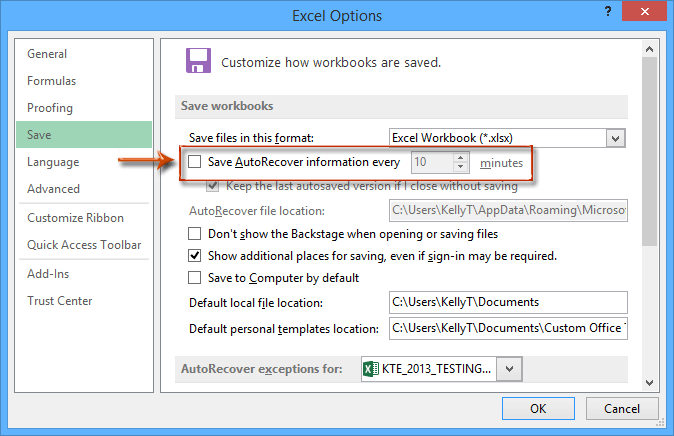 excel autosave not working mac