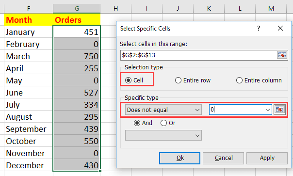 doc select specific cells 6