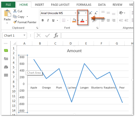 change excel graph axis label