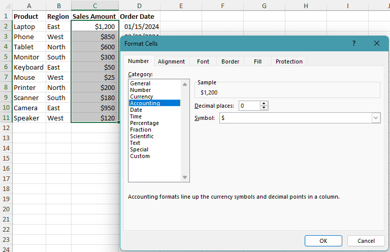 Apply a number format using Format Cells