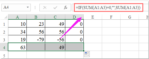 doc display blank if sum 0 4