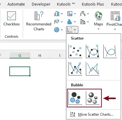 Selecting a Bubble or 3-D Bubble chart in Excel