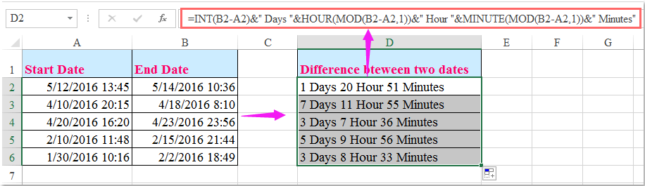 Excel Formula Time Between Two Dates In Hours