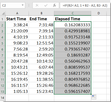 doc calcualte pretečeni čas 2