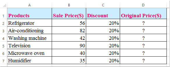 how-to-calculate-original-price-from-percentage-discount-in-excel