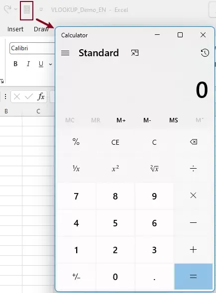 turn on the calculator and perform calculation