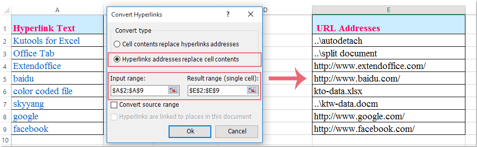 from extract hyperlink url in to how excel hyperlinks to How addresses from extract Excel? actual in