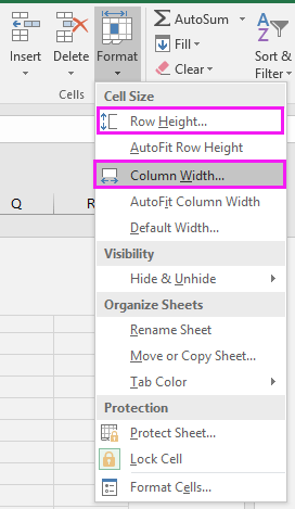 How to change cell size to inches cm mm pixels in Excel