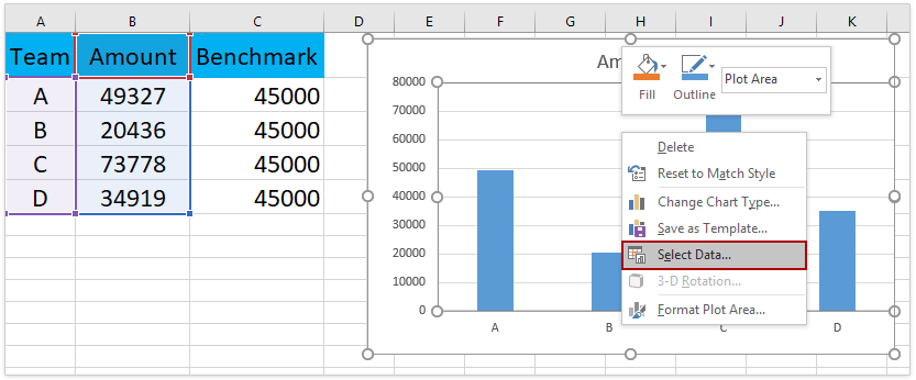 How To Add Horizontal Benchmark Target Base Line In An Excel Chart