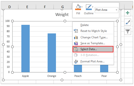 change excel graph axis label