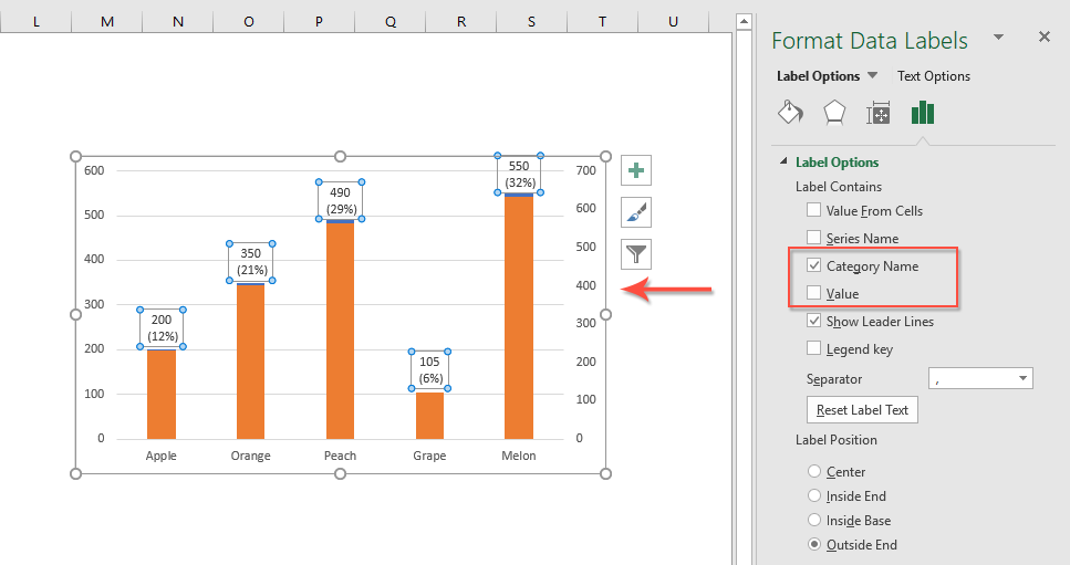 Excel Chart Show Percentage And Value