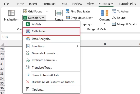 click the Cells Aide feature 