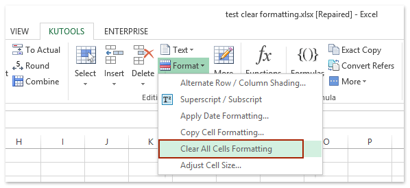 how to clear formatting in excel without clearing contents