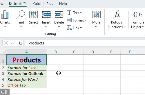 All formatting including formatting applied to individual characters within a cell are removed at once using Kutools