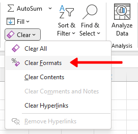 On the Home tab, in the Editing group, click Clear > Clear Formats
