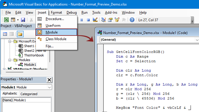 a screenshot of the VBA code editor
