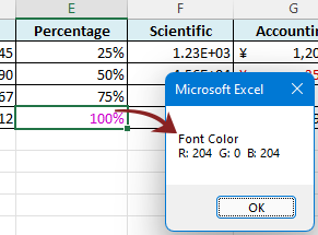 the rgb value result