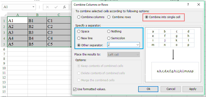 doc combinar el contenido de la celda 5