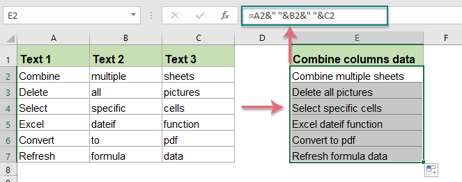 merge data in excel