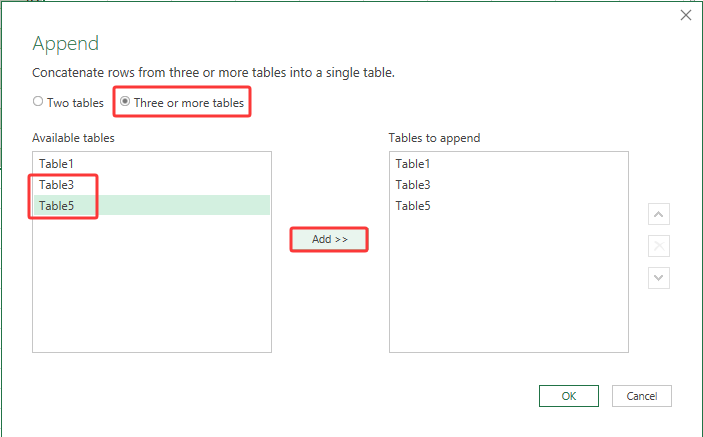 Select append in the pane