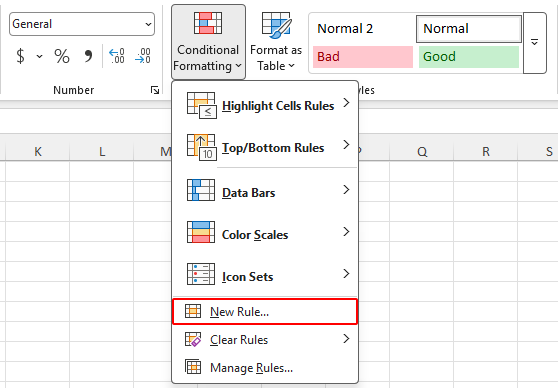 New Rule option on the Home tab on the ribbon